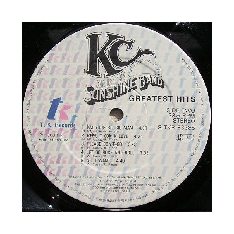KC  The Sunshine Band – Greatest Hits, LP, TK Records TKR-83385