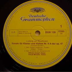 Beethoven: Violin Sonatas Op. 47 "Kreutzer", Op. 30 No. 3, Wilhelm Kempff, Yehudi Menuhin, LP, DG 2530-135