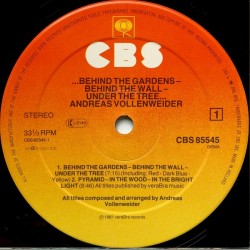 Andreas Vollenweider: ...Behind The Gardens, Behind The Wall, Under The Tree..., LP, CBS-85545