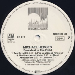 Michael Hedges – Breakfast In The Field, LP, Windham Hill Records 082837101716