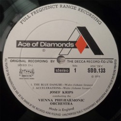 Johann Strauss: The Blue Danube, Vienna Philharmonic Orchestra, Krips, LP, Ace of Diamonds SDD-133