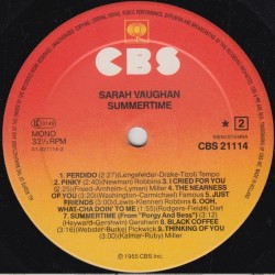Sarah Vaughan – Summertime, LP mono, CBS 21114