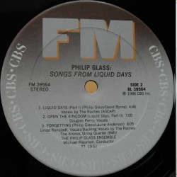 Philip Glass – Songs From Liquid Days, LP, CBS FM-39564