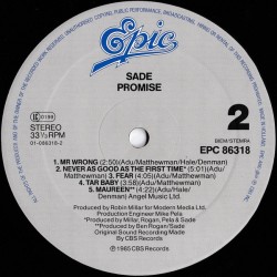 Sade – Promise, LP, Epic 86318