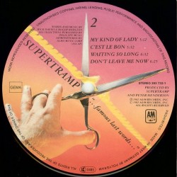Supertramp – "...Famous Last Words...", LP, A&M Records 393732-1