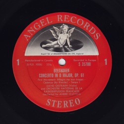 Beethoven: Violin Concerto, David Oistrakh, Orchestre National De La Radiodiffusion, Cluytens, LP, Angel Records S-35780