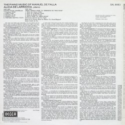 Falla: Piano Music, Alicia De Larrocha, LP, Decca SXL-6683