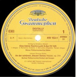 Mozart, J. Strauss, Ravel, Tchaikovsky: The Blue Danube / Bolero / "1812" Overture, Eine Kleine Nachtmusik, LP, DG 419153-1