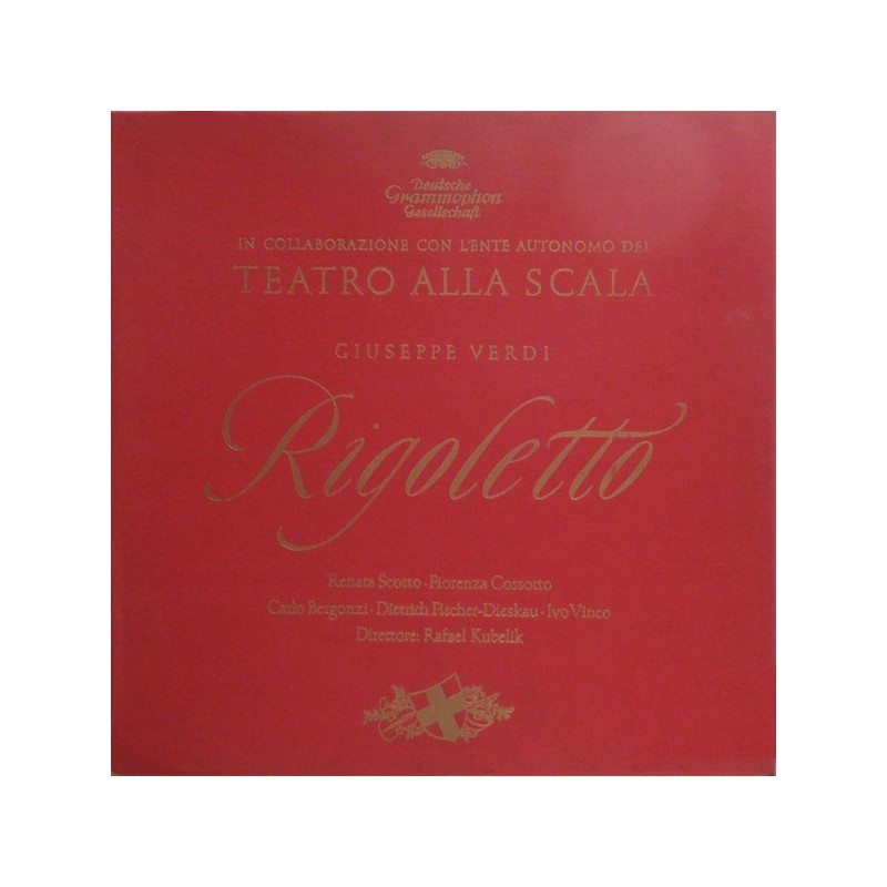 Giuseppe Verdi: Rigoletto, Scotto, Cossotto, Bergonzi, Fischer-Dieskau, Vinco, Rafael Kubelik, 3x LP, DG 2709-014