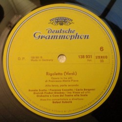 Giuseppe Verdi: Rigoletto, Scotto, Cossotto, Bergonzi, Fischer-Dieskau, Vinco, Rafael Kubelik, 3x LP, DG 2709-014