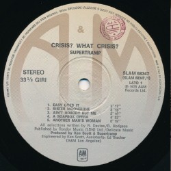 Supertramp – Crisis? What Crisis?, LP, A&M Records SLAM-68347