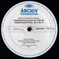 Haendel: Concerti per L'Organo ed Altri Stromenti, Müller, Schola Cantorum Basiliensis, Wenzinger, 5x LP, Archiv 2723-042
