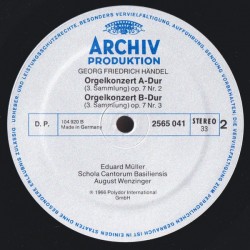 Haendel: Concerti per L'Organo ed Altri Stromenti, Müller, Schola Cantorum Basiliensis, Wenzinger, 5x LP, Archiv 2723-042