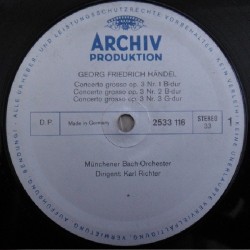 Georg Friedrich Händel: 6 Concerti Grossi Op. 3, Münchener Bach-Orchester, Karl Richter, LP, Archiv 2533-116
