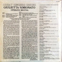 Giulietta Simionato – Operatic Recital, LP, London SR-33191