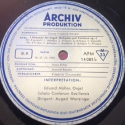 Händel: 4 Konzerte Für Orgel, Orchester Und Continuo, Op. 4, Eduard Müller, August Wenzinger, LP mono, Archiv 14085-APM