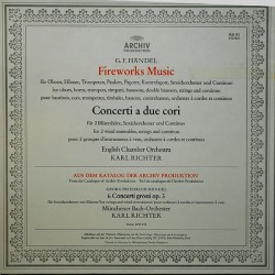 Haendel: Fireworks Music, Concerti A Due Cori, English Chamber Orchestra, Karl Richter, LP gatefold, Archiv 2533-151