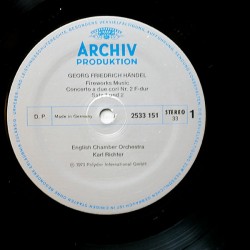 Haendel: Fireworks Music, Concerti A Due Cori, English Chamber Orchestra, Karl Richter, LP gatefold, Archiv 2533-151