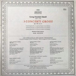Händel: 3 Concerti Grossi Op. 6 Nos. 3, 4, 11, Münchener Bach-Orchester, Karl Richter, LP gatefold, Archiv 2533-141
