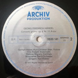Händel: 3 Concerti Grossi Op. 6 Nos. 3, 4, 11, Münchener Bach-Orchester, Karl Richter, LP gatefold, Archiv 2533-141