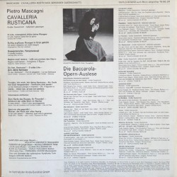 Mascagni: Cavalleria Rusticana, Giulietta Simionato, Fernanda Cadoni, Pellegrino, Braschi, LP, Baccarola Auslese 78165-ZR