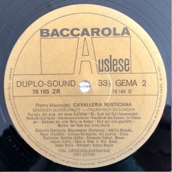 Mascagni: Cavalleria Rusticana, Giulietta Simionato, Fernanda Cadoni, Pellegrino, Braschi, LP, Baccarola Auslese 78165-ZR