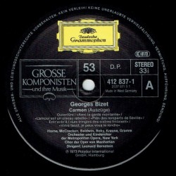 Bizet: Carmen, The Metropolitan Orchestra, Leonard Bernstein, LP, Deutsche Grammophon 412837-1