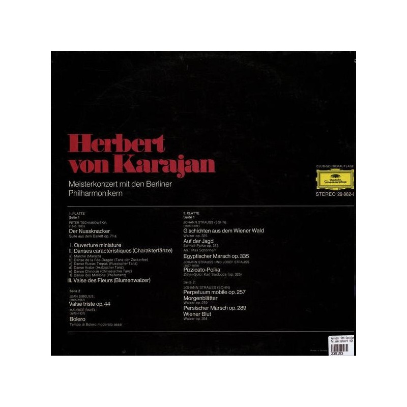 Herbert von Karajan, Berliner Philharmoniker, Meisterkonzert mit den Berliner Philharmonikern, 2x LP, DG 29862-0