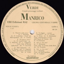Giuseppe Verdi – Verdi: Edizioni Rai 30 - Manrico (da Il Trovatore), LP, Fonit Cetra 394304