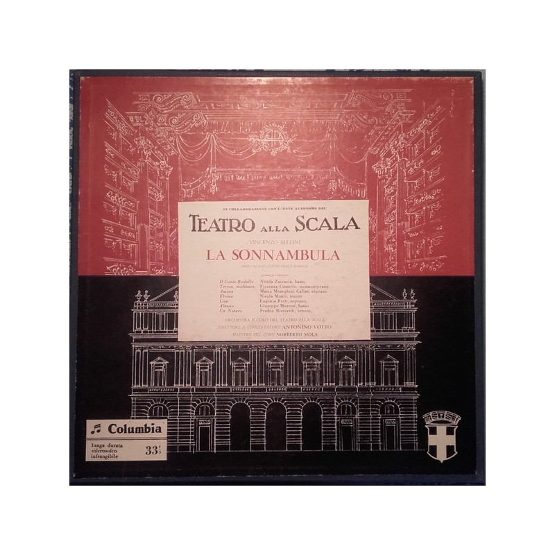 Bellini: La Sonnambula, Callas, Cossotto, Zaccaria, Votto, Orch. e Coro Teatro Alla Scala, 3x LP mono, Columbia QCXS-10278