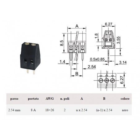 Morsettiera x PCB due vie