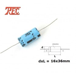 Trec 47uF/350V axial electrolytic capacitor, DxL 16x36mm