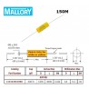 Mallory '150', 0,001uF/630V 10% condensatore poliestere assiale 150102K630BB