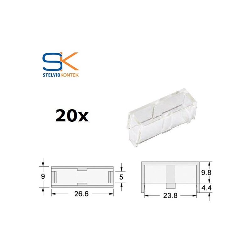 20x Stelvio Kontek BS140NA, translucent cover for 5x20 PCB fuseholders