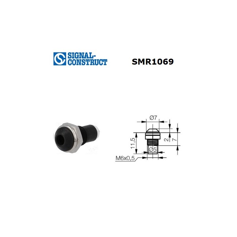 Signal Construct SMR1069, porta LED NERO 3mm convesso in metallo