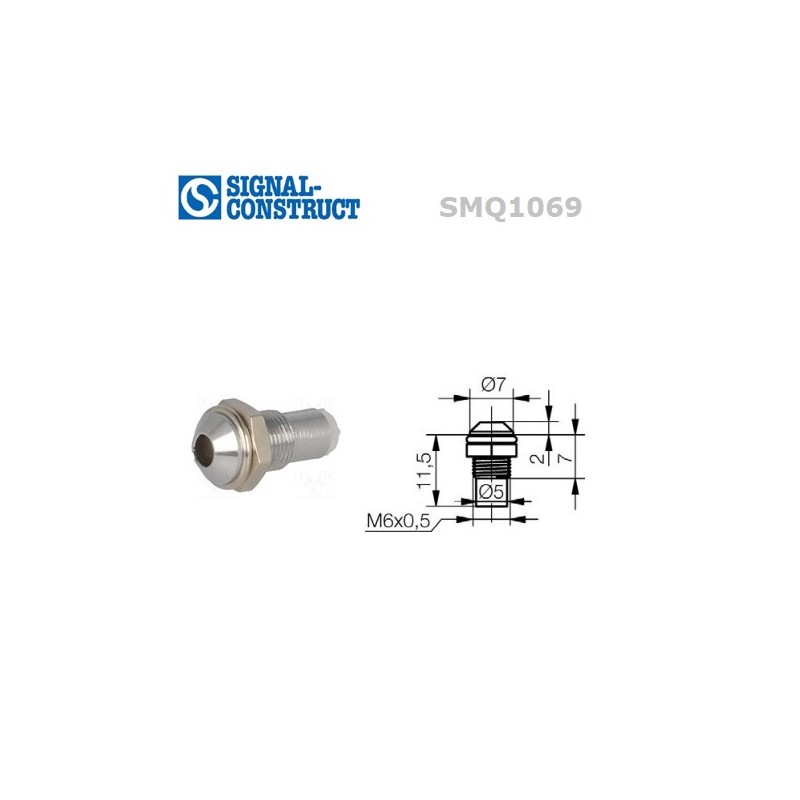 Signal Construct SMQ1069, porta LED 3mm convesso in metallo cromato