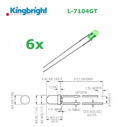 6x Kingbright L-7104GT, LED...