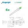 6x Kingbright L-7104GT, LED 3mm VERDE trasparente