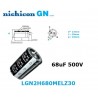 Nichicon GN 68uF 500V, snap-in electrolytic capacitor LGN2H680MELZ30