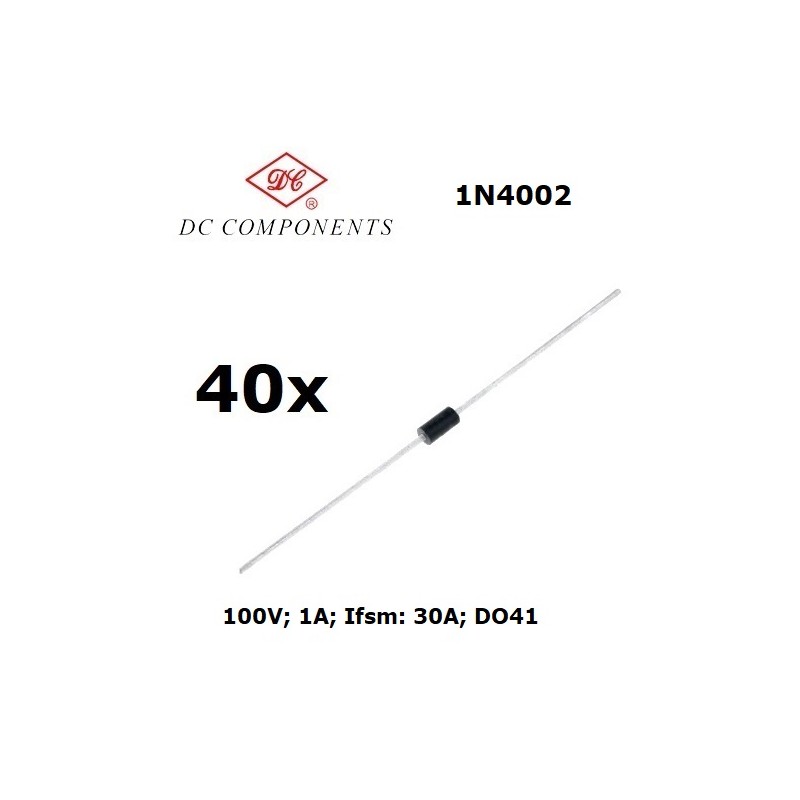 40x DC Components 1N4002, rectifier diode , 100V 1A