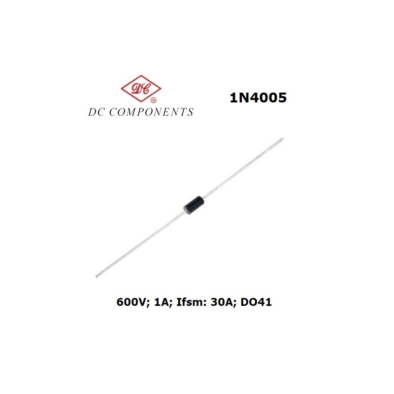 DC Components 1N4005, diodo raddrizzatore, 600V 1A