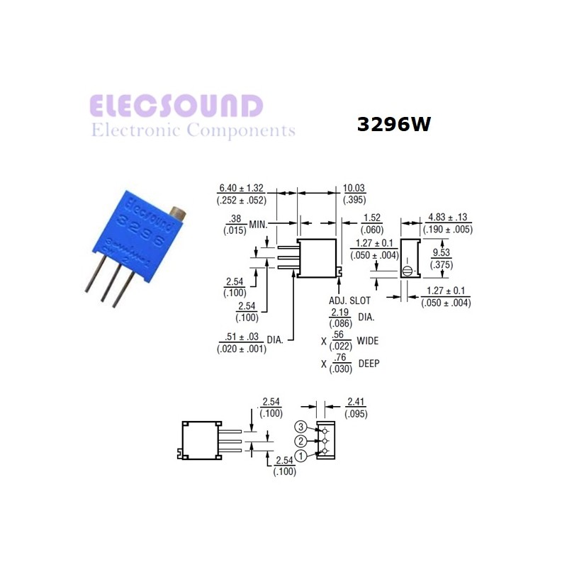 Elecsound 3296W 20R, trimmer a regolazione verticale, 3296W-1-200