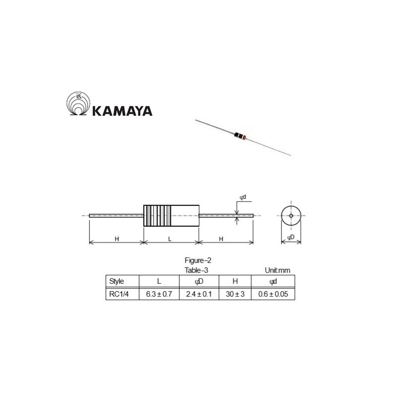 Kamaya 2K7 1/4W, carbon composition resistor 5%