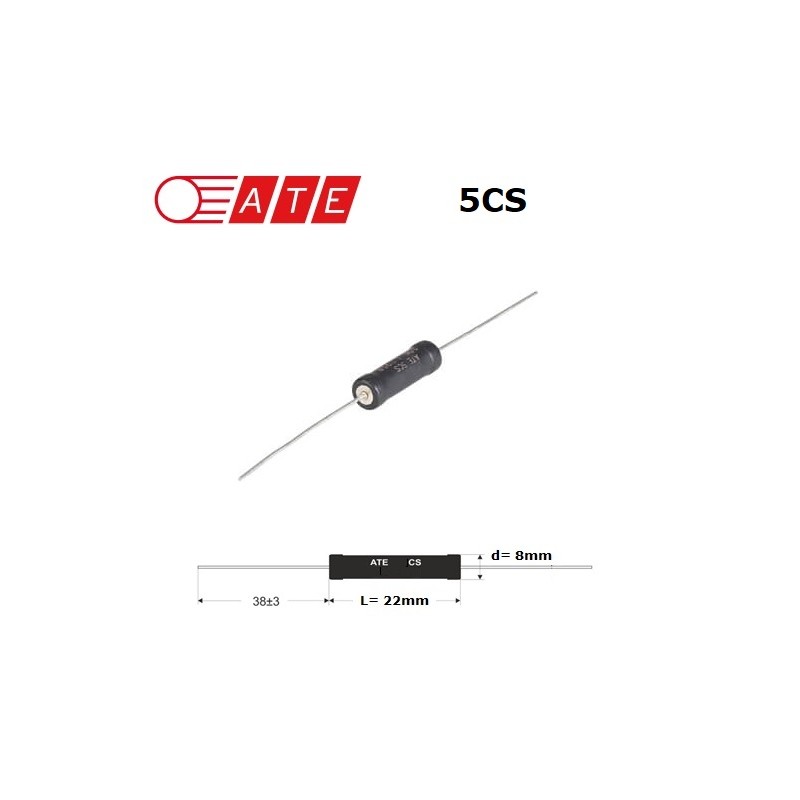 ATE 5CS 180R 6W, resistenza a filo assiale