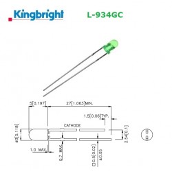 Kingbright L-934GC, LED 3mm...
