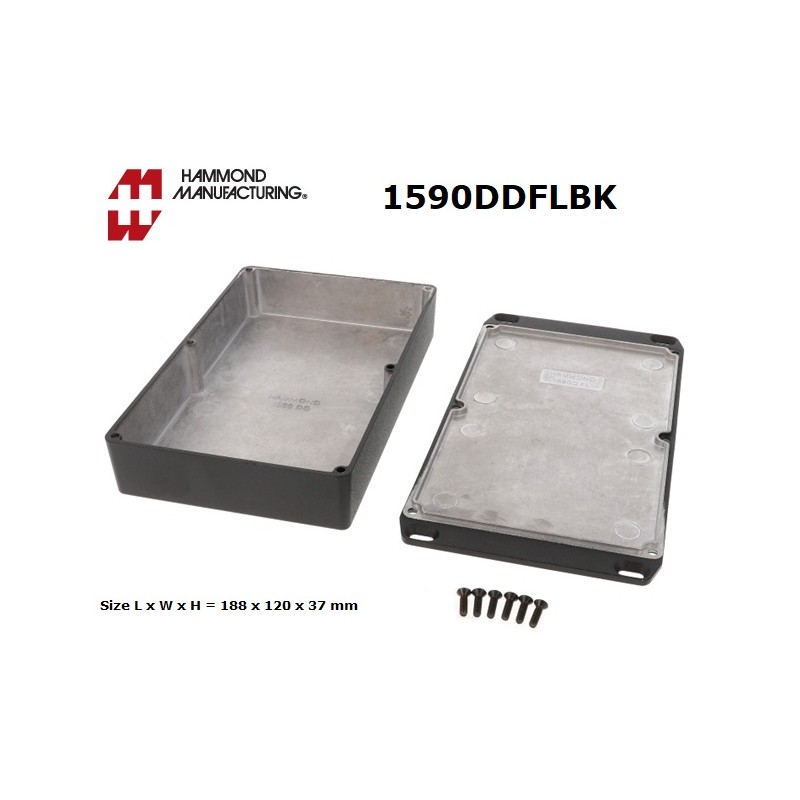 Hammond 1590DDFLBK, contenitore NERO alluminio pressofuso, IP54