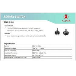 Alpha commutatore 3 vie 4 posizioni M9, rotativo switching, d: 6mm, SR2511F-0304-40R0A