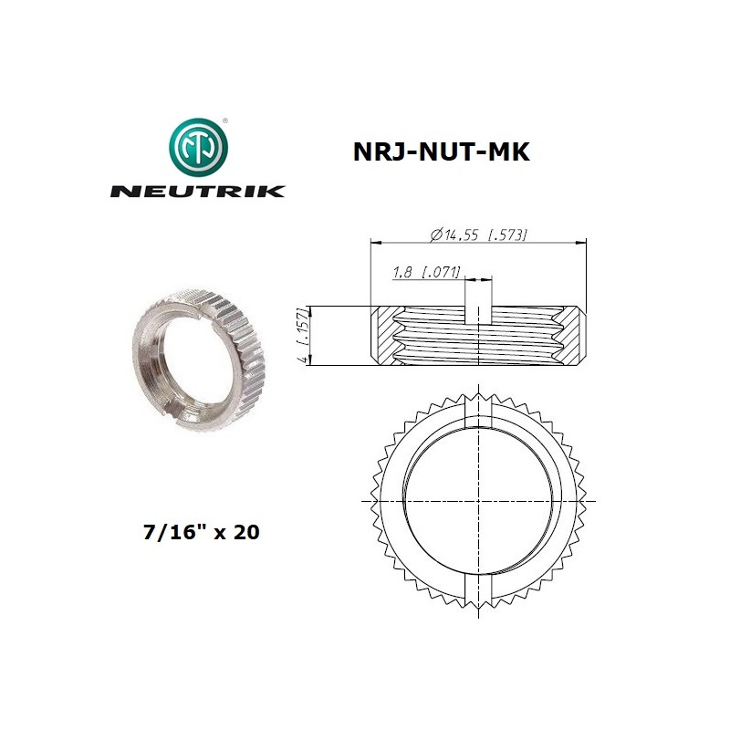 Neutrik NRJ-NUT-MK, dado CROMATO metallico per jack BJ101, BJ124, BJ125