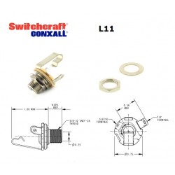 Switchcraft L11, jack 1/4" MONO, long bushing, open circuit