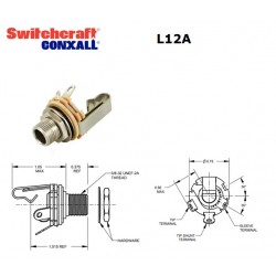 Switchcraft L12A, jack 6,35mm MONO, bussola lunga, circuito chiuso